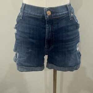 7 For All Mankind Cutoff Denim Shorts – Size 31 – Distressed Rolled Hem
